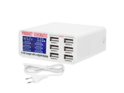 Cargador Con Puertos Usb, Adaptador De Corriente Inteligente De 40 W, 100-240 V, 50-60 Hz, Estación De Carga De Escritorio.