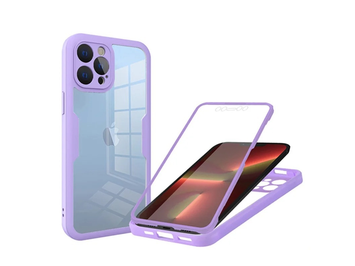 Protector de pantalla con funda antigolpes incluida para iPhone 15 Pro DIGITALLAB (Morado)