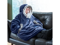 Snugrug Eskimo - Manta Portátil Azul Marino Con Capucha De Gran Tamaño Para Adultos Con Capucha