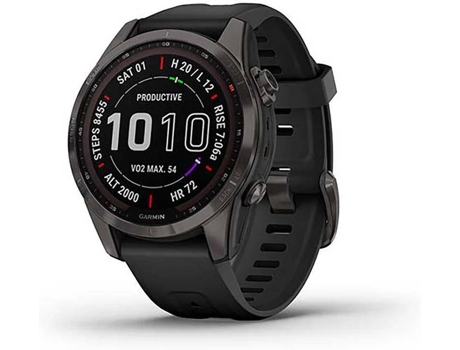 Smartwatch GARMIN 7S Sapphire Solar Edition (Bluetooth y Wi-Fi - Hasta 14 días con energía solar - Gris carbón y negro)