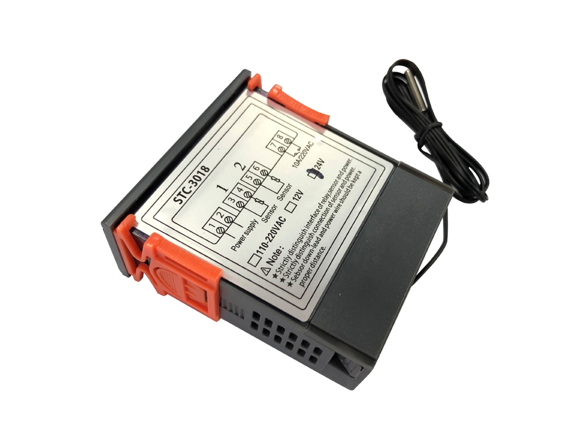 Controlador De Temperatura Digital Stc-3018 Con Pantalla Led, Sensor Ntc Y Control De Precisión De ±1℃ (24v)