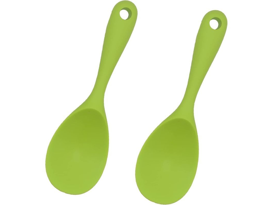 Set De 2 Cucharas De Arroz De Silicona Antiadherente Resistente Al Calor Para Cocina Gadget (verde)