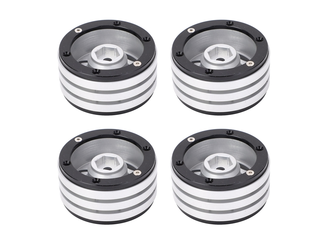 4 Llantas Beadlock Rc De 1,9 Pulgadas Y 12 Mm De Hexágono, De Aluminio Cnc, Para Coches Rc Crawler 1/10, Color Plata.