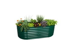 Relaxdays Huerto Elevado, Metal Galvanizado, Flores, Plantas Y Hortalizas, Hxbxt: 60 X 200 X 100 Cm, Ovalado, Verde