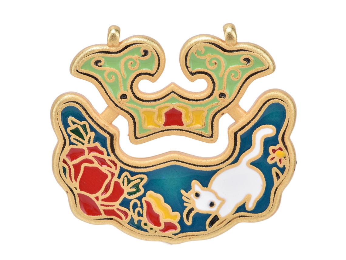 Colgante Retro Chino Con Broche De Paz, Dije De Porcelana Esmaltada, Joyería De Plata Única, Gato Blanco