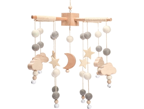 Móvil Bebé Campanas De Viento Bolas De Fieltro Luna Estrellas Móvil Globo De Aire Caliente Bebé Niños Niñas Cama Colgante Colgante Para Cuna Cama D...