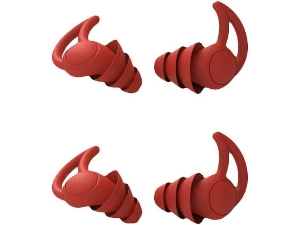 Auriculares Silenciosos Para Dormir, Con Cancelación De Ruido, De Silicona, Con Cable, De Dos Piezas, Rojos.