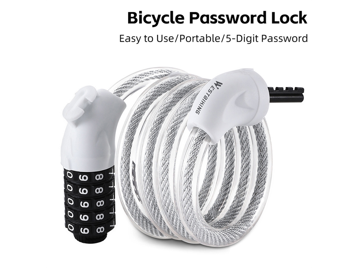 Candado De Seguridad Para Bicicleta/moto, Candado De Acero Con Código De 5 Dígitos, Antirrobo, Portátil, Elástico, 1,2 M