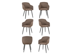 Sillas De Comedor Goeurvant 711(pack De 6, Marrón Moca, Tela)