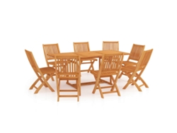 Juego de comedor de jardín de 9 piezas en madera maciza de teca EXCLUSIVO DE LA CASA