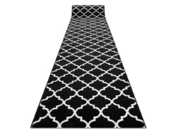 Alfombra de Pasillo Bcf Morad Trelis Espaldera Marroquí Negro / Crema 100 cm