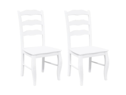 Juego de 2 sillas de comedor en madera maciza de caucho blanca, EXCLUSIVA DE MAISON