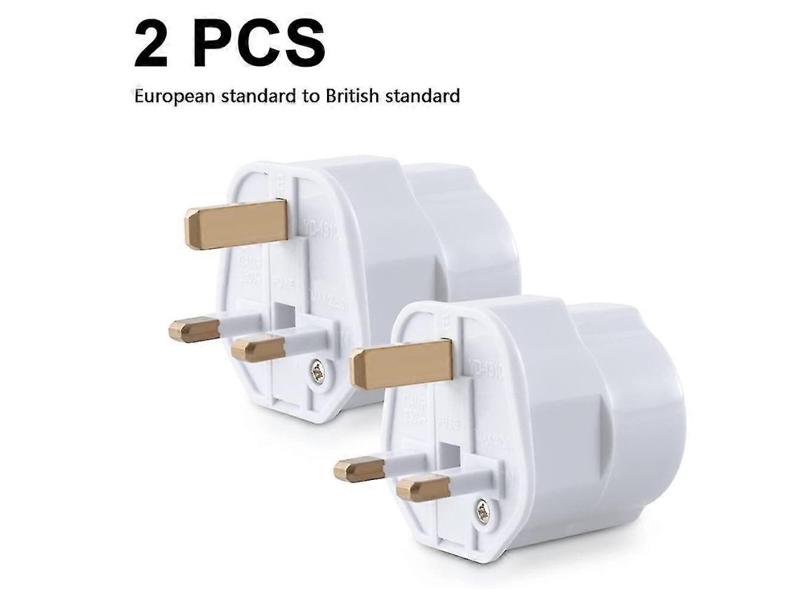 2 adaptadores de viaje para enchufes de Inglaterra, adaptadores de corriente de la UE al Reino Unido, enchufes de viaje Hengjian