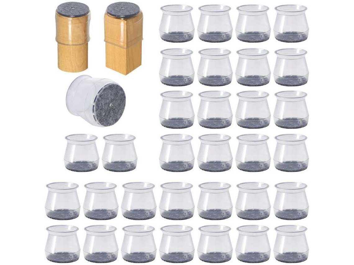 Fundas transparentes de silicona para patas de silla Linjou 32 con almohadillas de fieltro (l) 2026