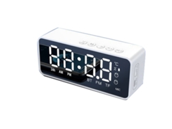 Despertador digital portátil de plástico con espejo y altavoz, modelo 2026, para dormitorio u oficina (versión estándar, blanco).