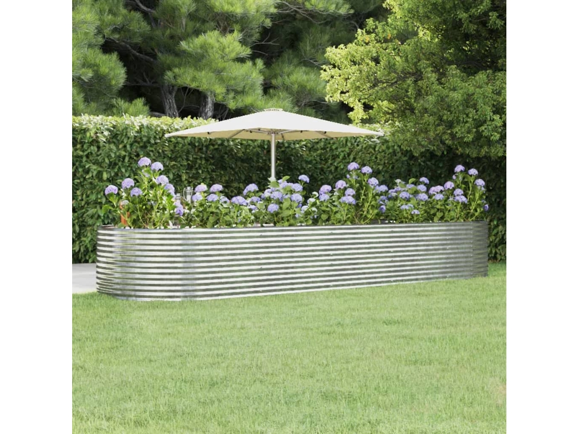 Jardín Elevado/Plantador de Acero con Revestimiento en Polvo Plateado 447X140X68 cm