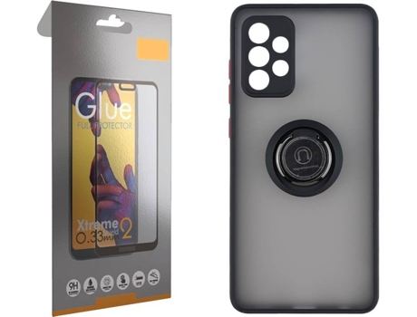 Funda y Protector de Cristal Full Samsung Galaxy A52 5G SKYHE Gel Bumper Ring Negro