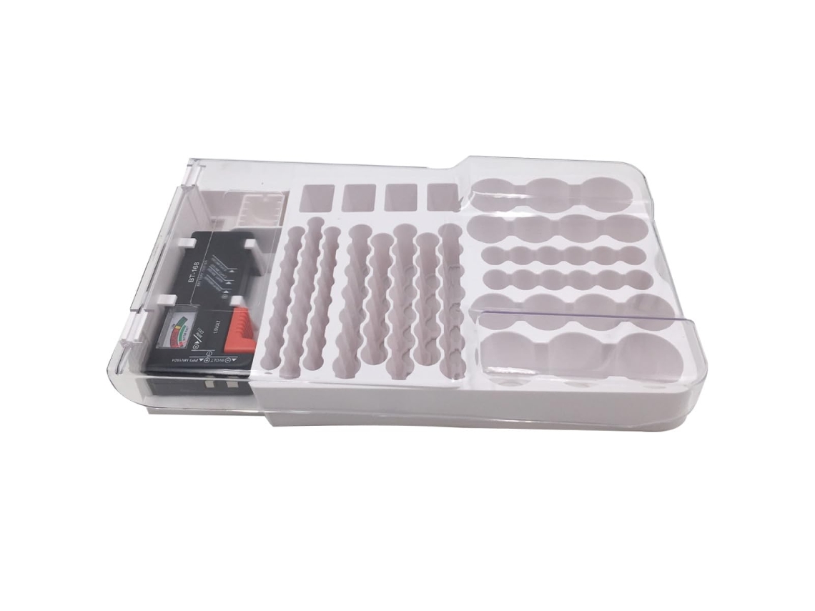 Comprobador Digital De Baterías Para Detección De Voltaje, Gran Capacidad, Caja De Almacenamiento De Abs Blanca.