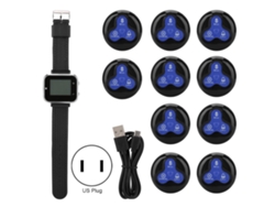 Receptor De Reloj Móvil Inalámbrico Ctw06+ctt23 + 10 Localizadores De Enfermería Inalámbricos Azules