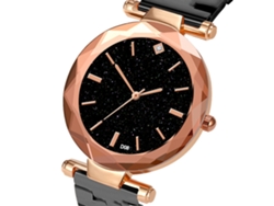 Reloj De Pulsera Analógico De Cuarzo Con Brazalete De Acero, Estilo Moderno Y Elegante, Color Negro.