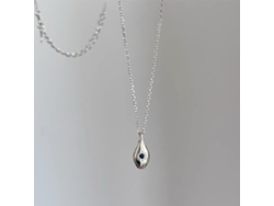 Collar de ocho puntas con esferas de circonita y cristal de zafiro, colgante pequeño, plata de ley 925, estilo casual MDUG (oro blanco)
