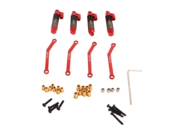 Amortiguador De Choque Rc Amortiguador Telescópico Rosca Con Barra De Tracción Curva Para Coche Crawler Fms Fcx24 1/18 1/24 Rojo