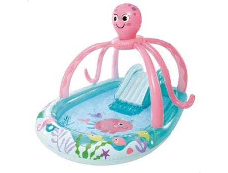 Centro de juegos hinchable agua pulpo c/difusor, tobogán y anillas INTEX