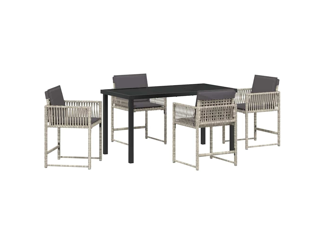 Conjunto de comedor de jardín Vidaxl de 5 piezas en ratán gris claro