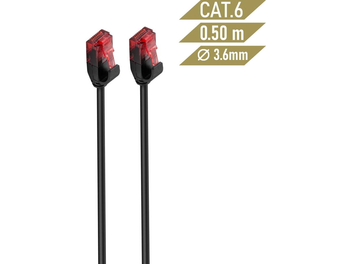 Cable de Red EWENT Cat.6 U/UTP Slim 0.5 M (Negro)