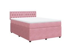 Maison Exclusive - Cama Box Spring Con Colchón Terciopelo Rosa 140x190 Cm