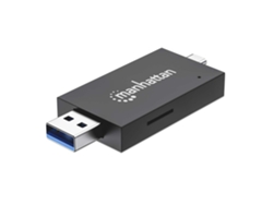 Lector de tarjetas Manhattan USB 3.2 Gen 1 Tipo A/Tipo C, negro, transparente (3.1 Gen 1)