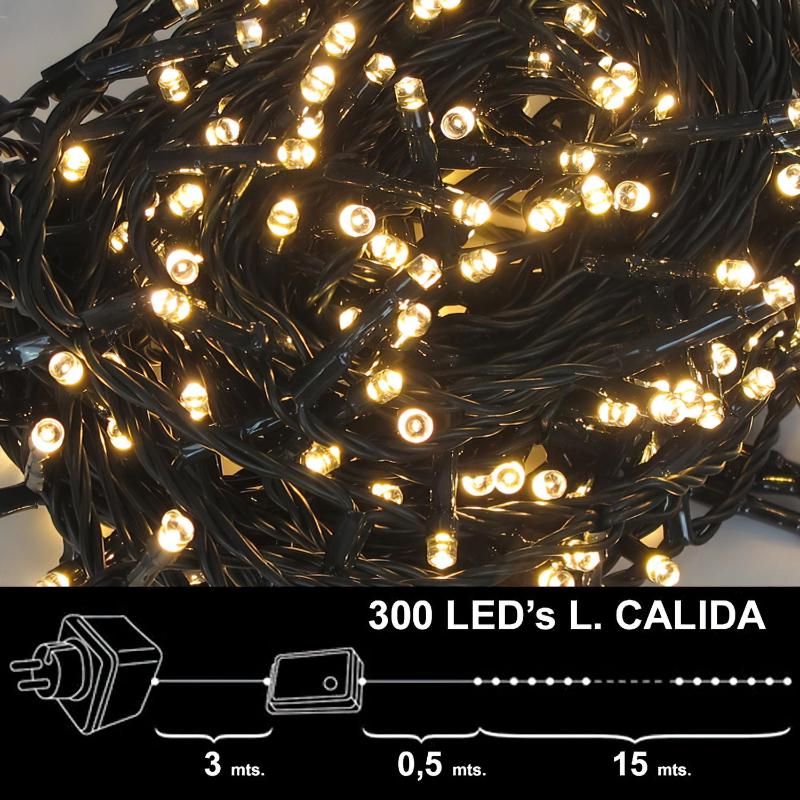 Luces Navidad 300 leds luz calida interior exterior ip44