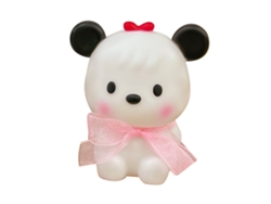 Abajur noturno Bj-Night em formato de cachorrinho fofo com laço rosa, luz quente, plástico seguro e fácil de usar para crianças.