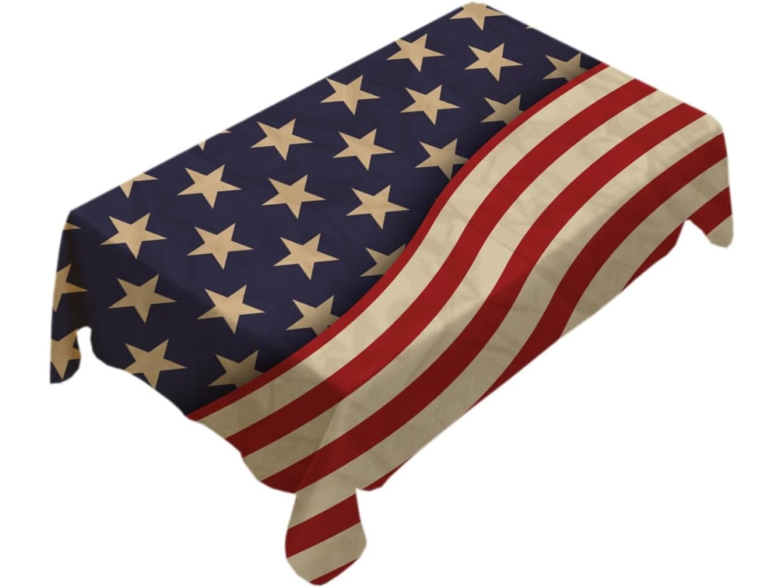 Mantel Decorativo De Lino Con Diseño La Bandera Estadounidense, 100x140 Cm, Mezcla De Algodón