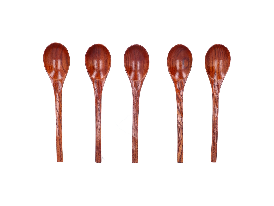 5 Cucharas De Madera Con Mangos Largos Antideslizantes Para Cocinar Y Para Sopas Calientes.