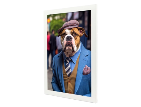 NACNIC Lámina Bulldog Americano Leal En Estilo Fotografía A Todo Color. Divertidas Ilustraciones Realistas De Animales Con Ropa Humana A3 Marco Neg...