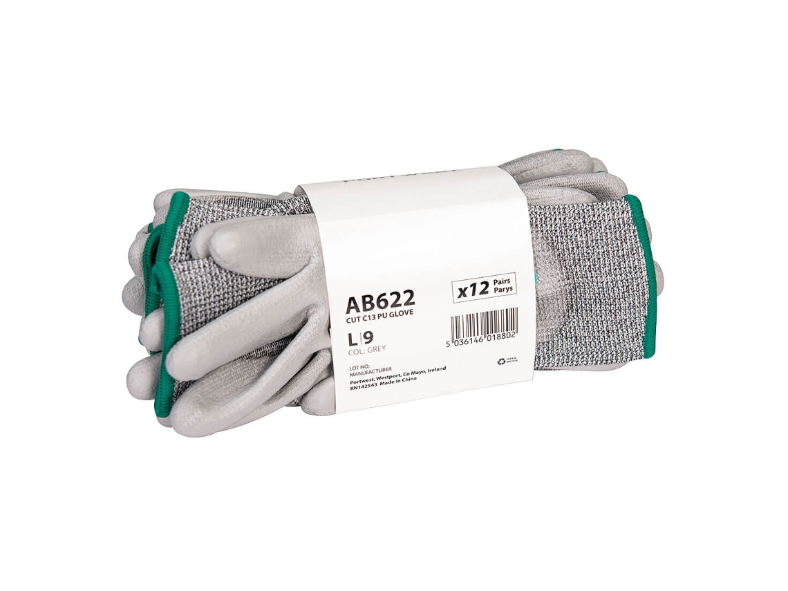 Pack De Guantes Anticorte Cut C13 Pu - 12 Unidades Gris / Xl