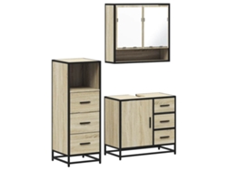 Maison Exclusive - Set De Muebles De Baño 3 Pzas Madera Contrachapada Roble Sonoma