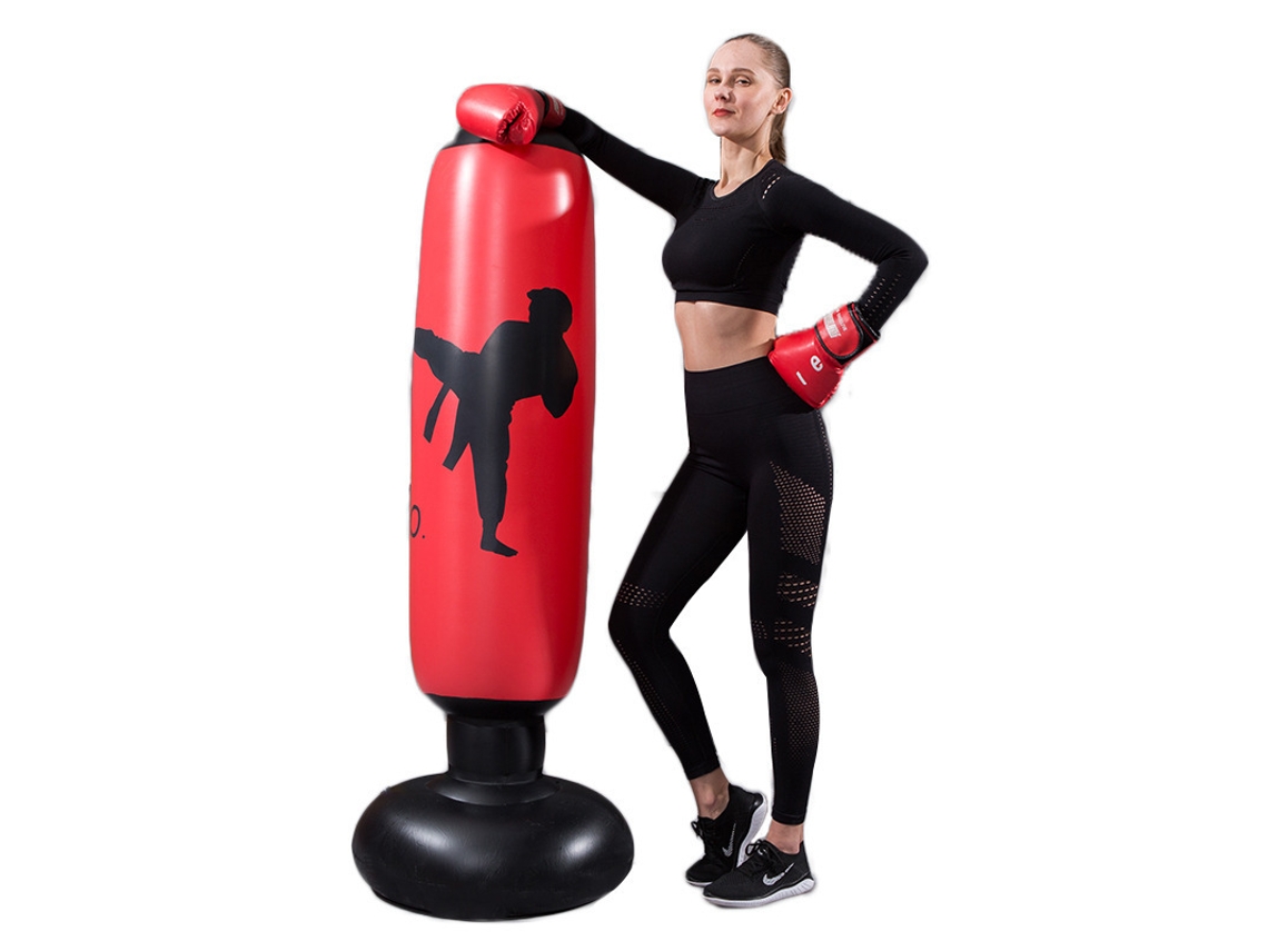 Saco de Boxeo Inflable Vertical de PVC para Entrenamiento CUICH (Rojo Knockout)