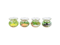4 Acuarios Pequeños De Cristal Para Casas De Muñecas En Miniatura A Escala 1:12 Con Peces En Miniatura.