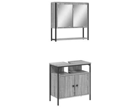 Conjunto 2 de muebles de baño VIDAXL madera contrachapada gris sonoma