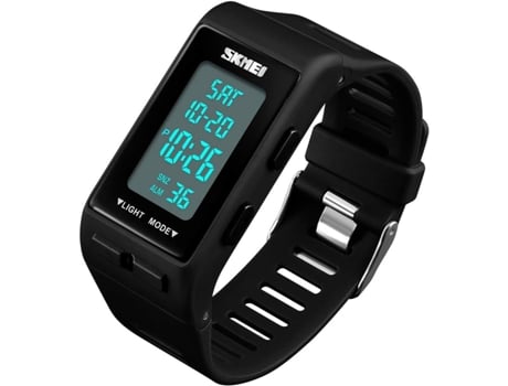 VEANXIN Sport Digital 12/24 horas alarma reloj de pulsera electrónico resistente al agua-Negro
