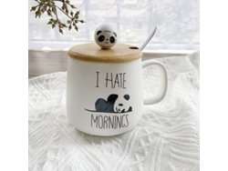 2026-42201-taza De Cerámica Panda Taza De Café Linda Con Tapa Y Cuchara Taza Desayuno 400ml