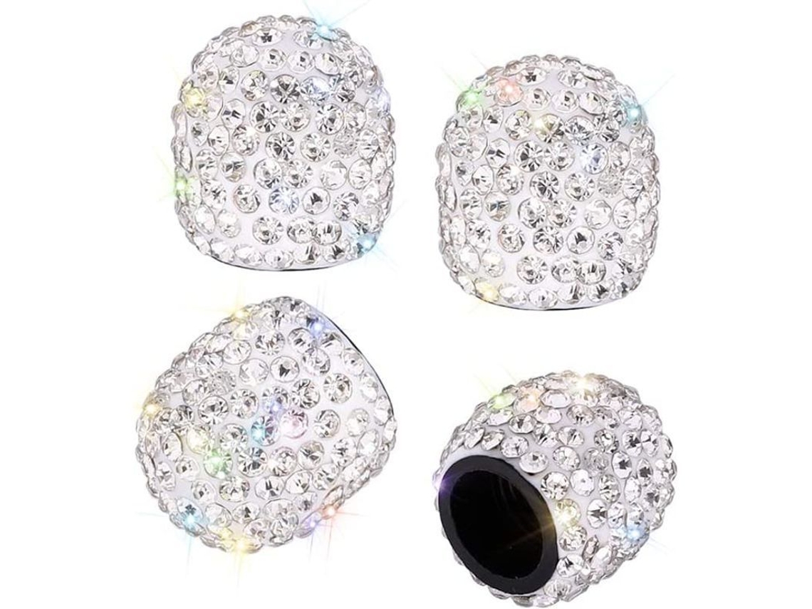 Tapa De Válvula De Neumático, 4 Unidades, Con Cristales De Piedra Preciosa, Universal, Antirrobo, Antidesgaste, Para Coches, Color Plata
