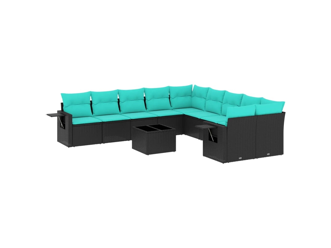 Maison Exclusive - Conjunto De Sofá De Jardín De 11 Piezas Con Cojines, De Poliratán Negro