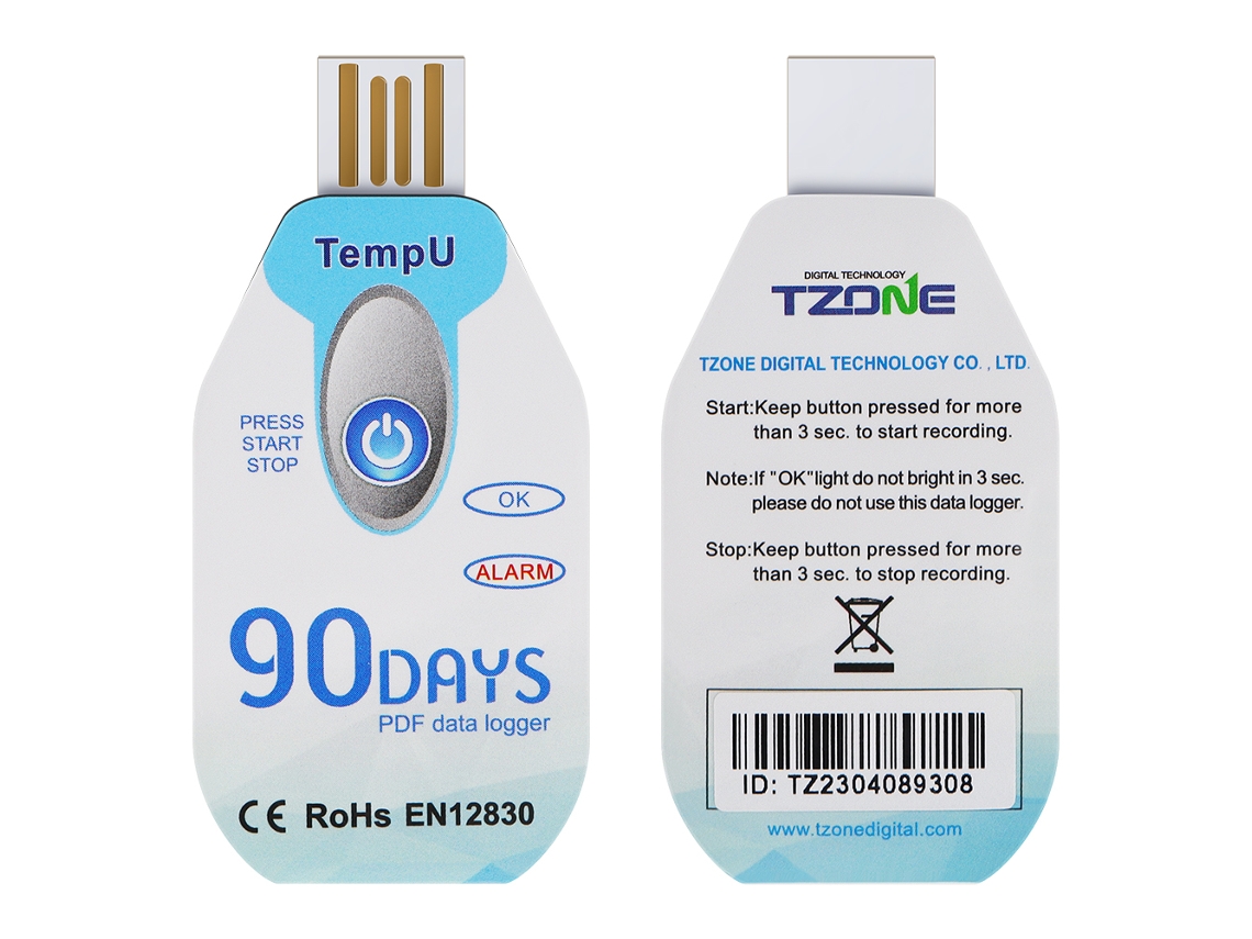 Registrador De Datos De Temperatura Usb 2.0 Resistente Al Agua, Formato Pdf, Duración De 60 Días, Termómetro Para Cadena De Frío En La Industria Química Y Farmacéutica.
