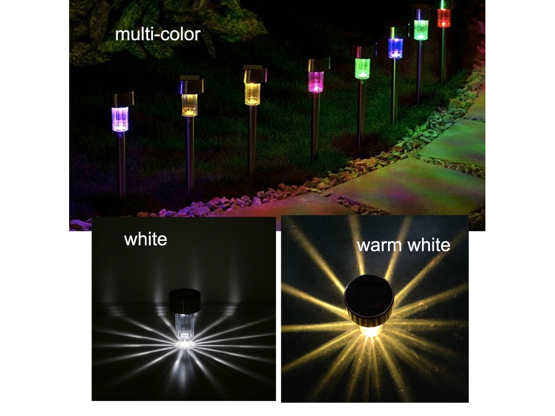 Lámpara Solar Led Para Jardín Con Poste Insertable, Acero Inoxidable, Ip44, Blanca.