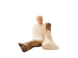 Figura familiar: tres personas, padre e hija, decoración de dormitorio moderna