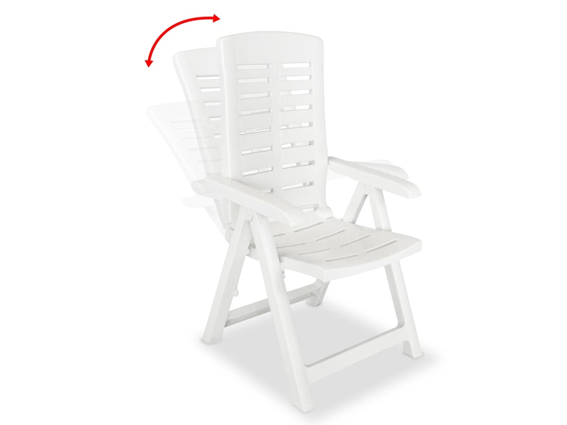 Juego de 4 Tumbonas Sillas de jardín reclinables Muebles para patio plástico blanco