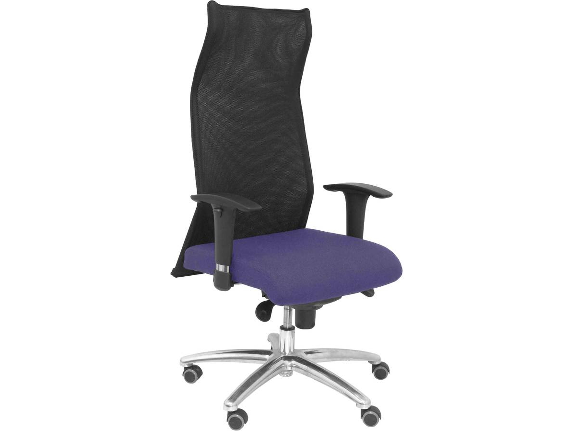 Silla de Escritorio Ejecutiva PIQUERAS Y CRESPO Sahúco XL Azul Claro y Negro con ruedas de parqué (Malla y Tejido)